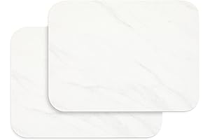 Stone Drying Mat for Kitchen Counters (2 Pack), 16x12 Inches, White Marble