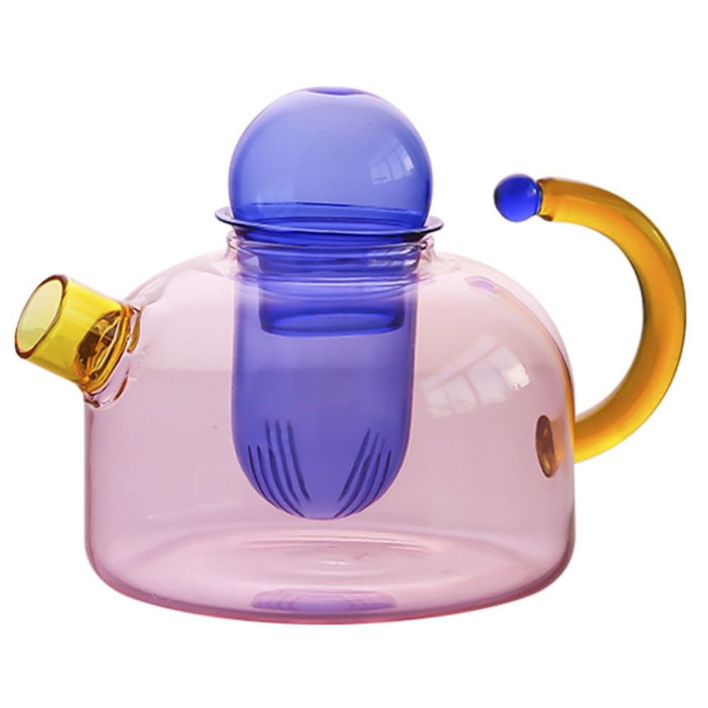 CTRLZS Tea Brewing Heat Glass Teapot 400ML with Strainer Colorful for Electric Stove Compatible
