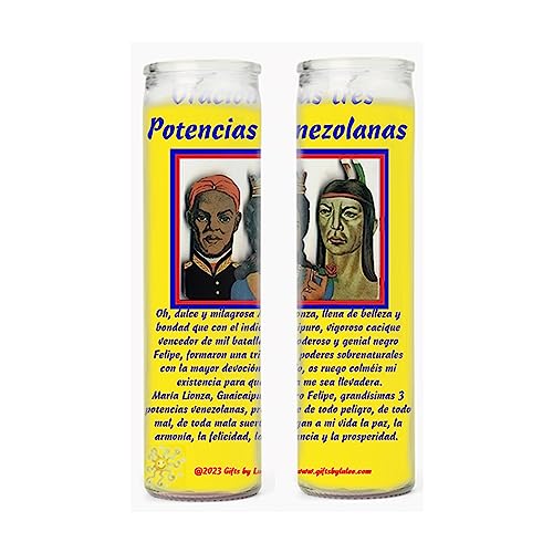 Deidades Venezolanas Maria Lionza El Negro Felipe y El Indio Guaicaipuro Set de 2 o 4 Veladoras con o sin Postal de rezo usted elije (2 velas)