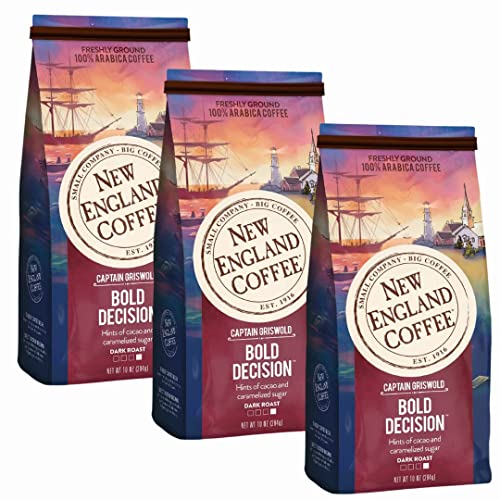 Image of New England Coffee Bold Decision Dark Roast Ground Coffee, 10oz Bag (Pack of 3)