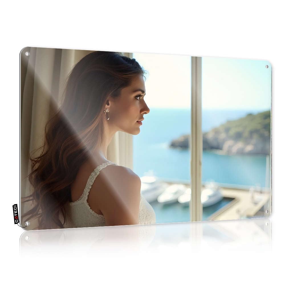 Sujd Colour Door Sign Present | A Woman Gazes Out At A Serene Coastal View. Small Drive Decoration(20X30cm)
