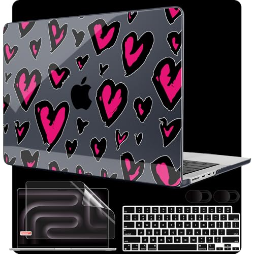 Image of MEEgoodo Case for MacBook Pro 16 inch 2026 2024 2023 2021, Laptop Hard Shell Compatible with M5 M4 M3 M2 M1 Pro /Max Chip, Fit Model A3429 /A3428 /A3403 /A3186 /A2991 /A2780 /A2485, Handwritten Heart