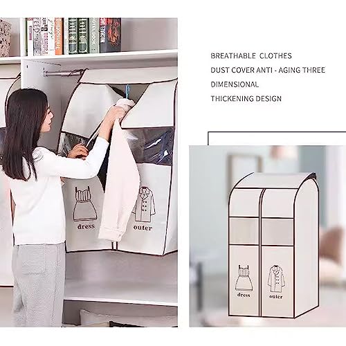 Storage Bags for Clothes,Hanging Garment Bags for Closet Storage Bottom Enclosed Made of Non-woven Fabric with Clear PE Windows, Three-dimensional Waterproof and Dustproof，Wardrobe Closet for Hangin3