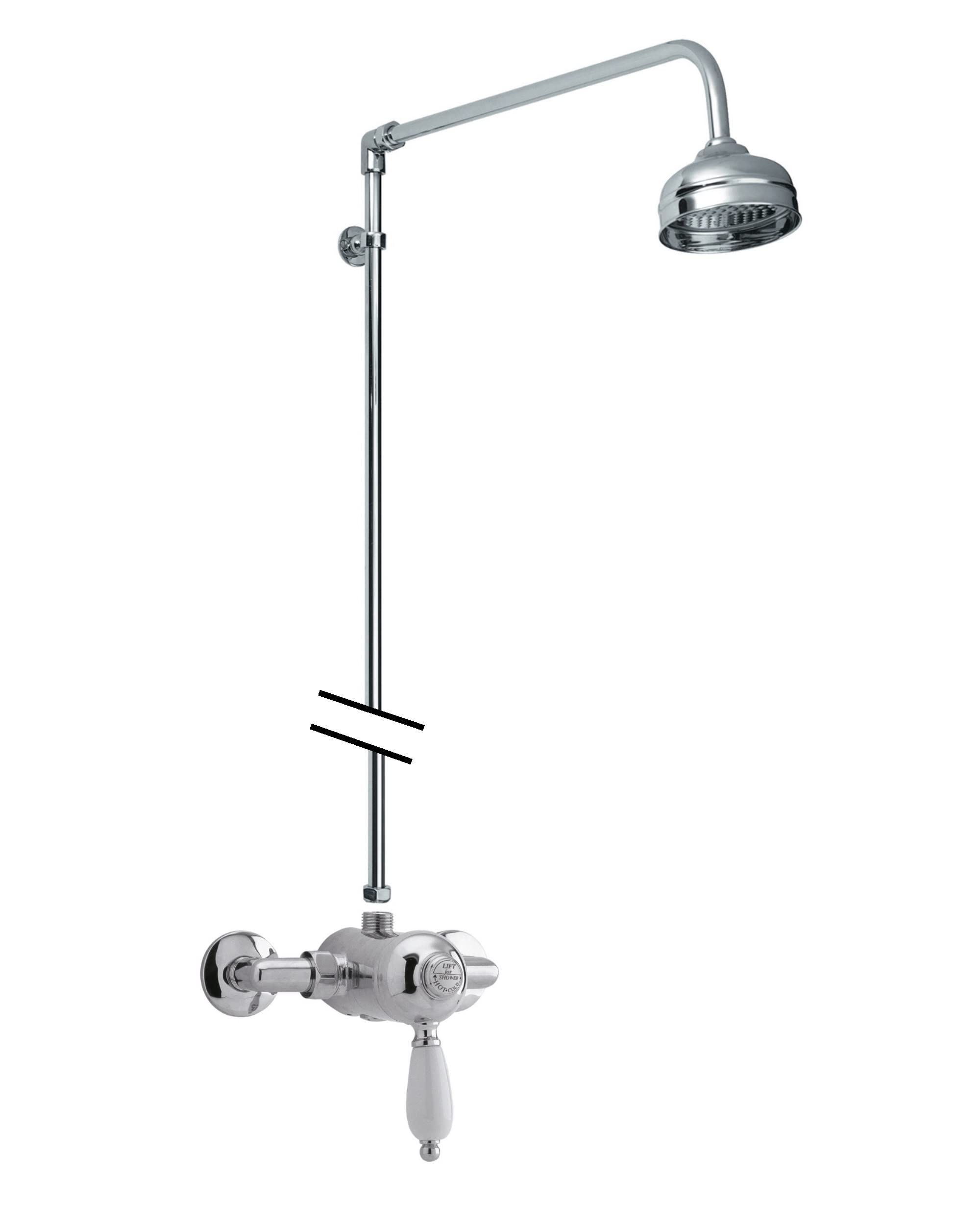 Nuie SBT53MV1 Bundle Traditional Bathroom Exposed Manual Shower Valve and Victorian Inspired Rigid Riser Kit, Chrome