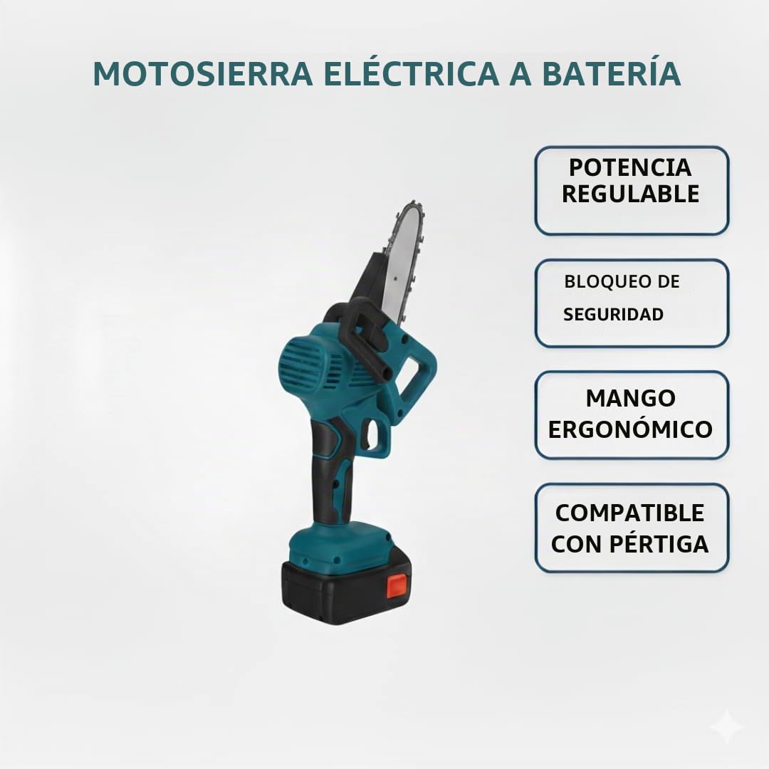 Tijeras de Podar Electricas Inalámbricas y Motosierra Electricas con Asta Telescópica de 128 a 248 cm, Kit 3 in 1 Profesional por la Podadura de Jardín, Ramas, Arbustos y Viñedo