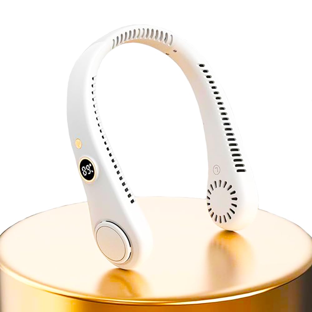 GC GLOBALCOMMERCE Ventilatore Collo a 5 Velocità con Display Portatile e Ricaricabile