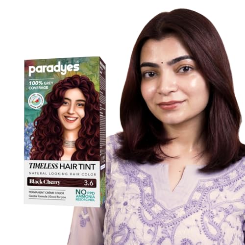 Paradyes Mini Black Cherry Timeless Hair Tint, Permanent Crème Hair Color for Hair, Complete Grey Coverage, Formula Free from PPD, Ammonia, & Resorcinol, 3.6 Black Cherry, 60 GRAM