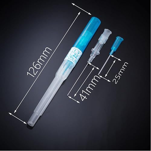 Miniatura 3 de 50 agujas de perforación de catéter de 0.76 oz (22 g), agujas huecas con catéter para el cuerpo, kit de piercings para oreja, nariz, labio, lengua,