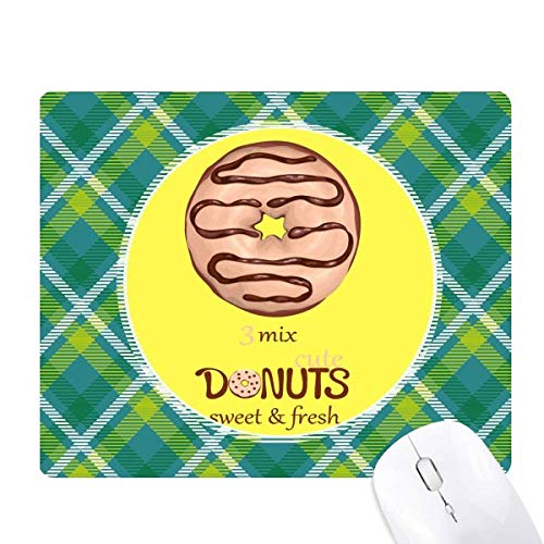 Tapis de souris motif beignet au chocolat décor réseaux vert et pixel art