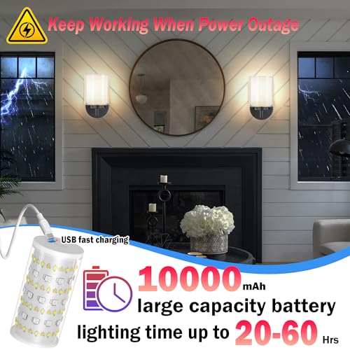 Image of Nekhung Battery Operated Wall Sconce Set of 2, Wireless Wall Sconce with Remote,10000mAh Rechargeable RGB Dimmable Bathroom Light Fixtures with Double Clear Glass Shade NOT Hardwired