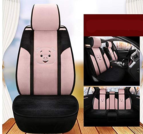 Maimai88 Plush Full Set Cartoon car seat Cover Cute Universal Fit 5 Seats Car Surrounded car seat Cover Seats (Pink-1)