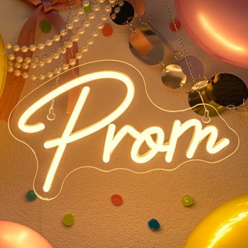 Image of Prom LED Neon Sign Letters Light Up for Graduation Party Wall Decoration | 15.7IN*9.8IN,Five level brightness adjustment,USB power,For Bar,Club,Pub,Commencement Ceremony,Congratulations Graduation