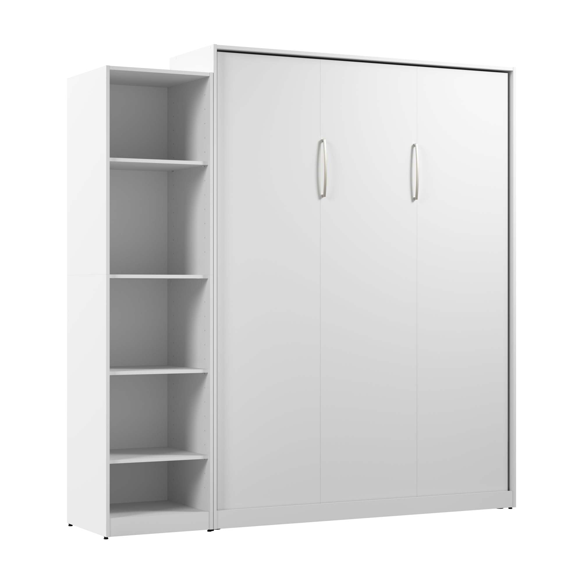 Bestar Claremont Queen Murphy Bed with Closet Organizer in White