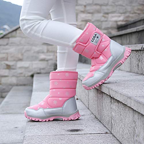 Dadawen Girls Boys Snow Boots Winter Outdoor Waterproof Slip Resistant Cold Weather Shoes (Toddler/Little Kid/Big Kid) Pink Us Size 11 M Little Kid #TOP5