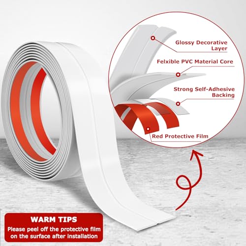 Flexible Wall Corner Protector Moulding Trim Peel and Stick Wall Corner Guards Edge Protector Self Adhesive Molding Trim Strip for Edge Ceiling (White, 2.4 in x 10 Ft) - Image 4