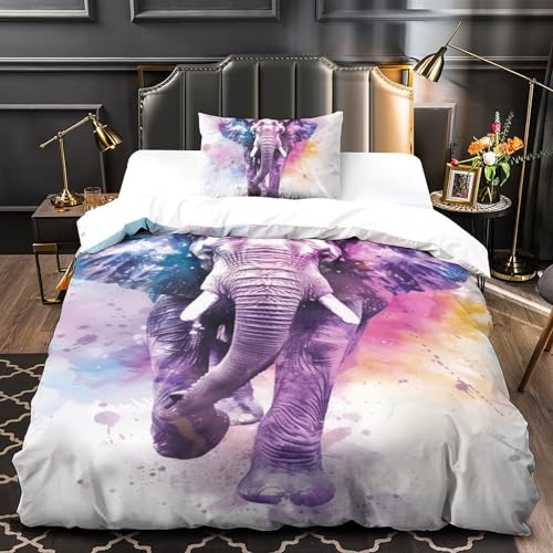 Parure de lit 135x200 avec housse de couette éléphant 3D