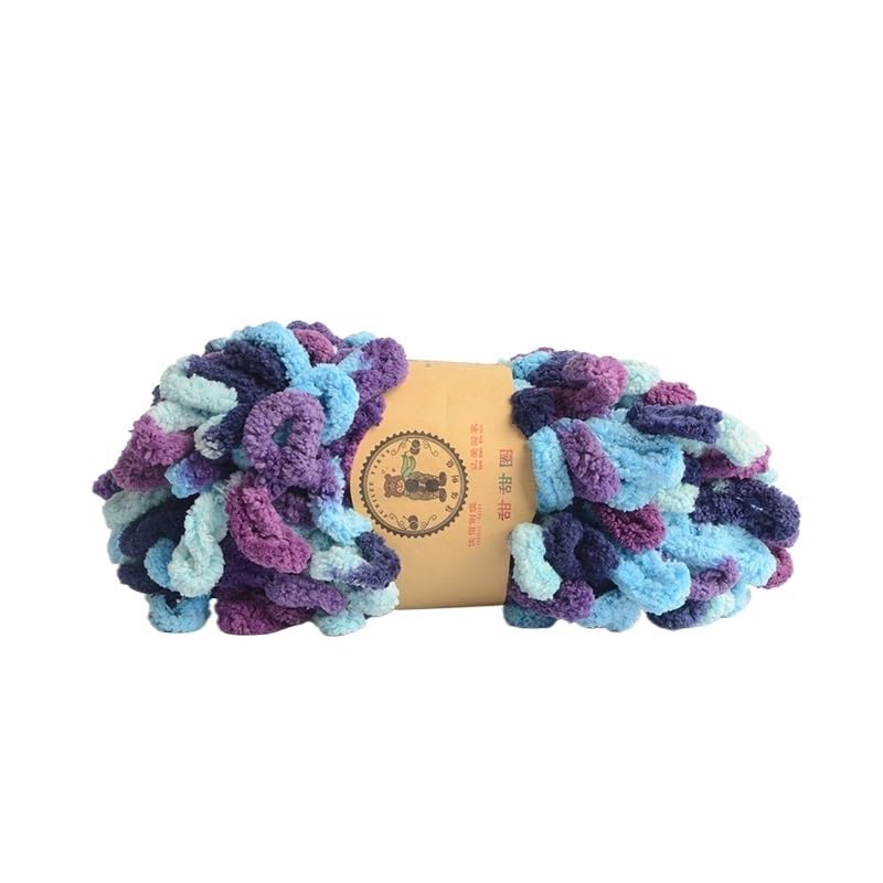 Przędza z pętelką na palec, 3 kulki Puffy Loop Przędza palcowa Wełniana plecionka ręczna Lina Knitting Gruba aksamitna tęczowa przędza(Ga)