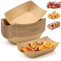 LPZMPZ 50 Stück Pommes Currywurst Schalen Pappschalen Tiefe Pappteller Fingerfood Kraftkarton Pommesschalen Pappschüsseln Imbiss Dip Schälchen Einwegschalen Bratwurst Aus Würstchen Pappe Braun
