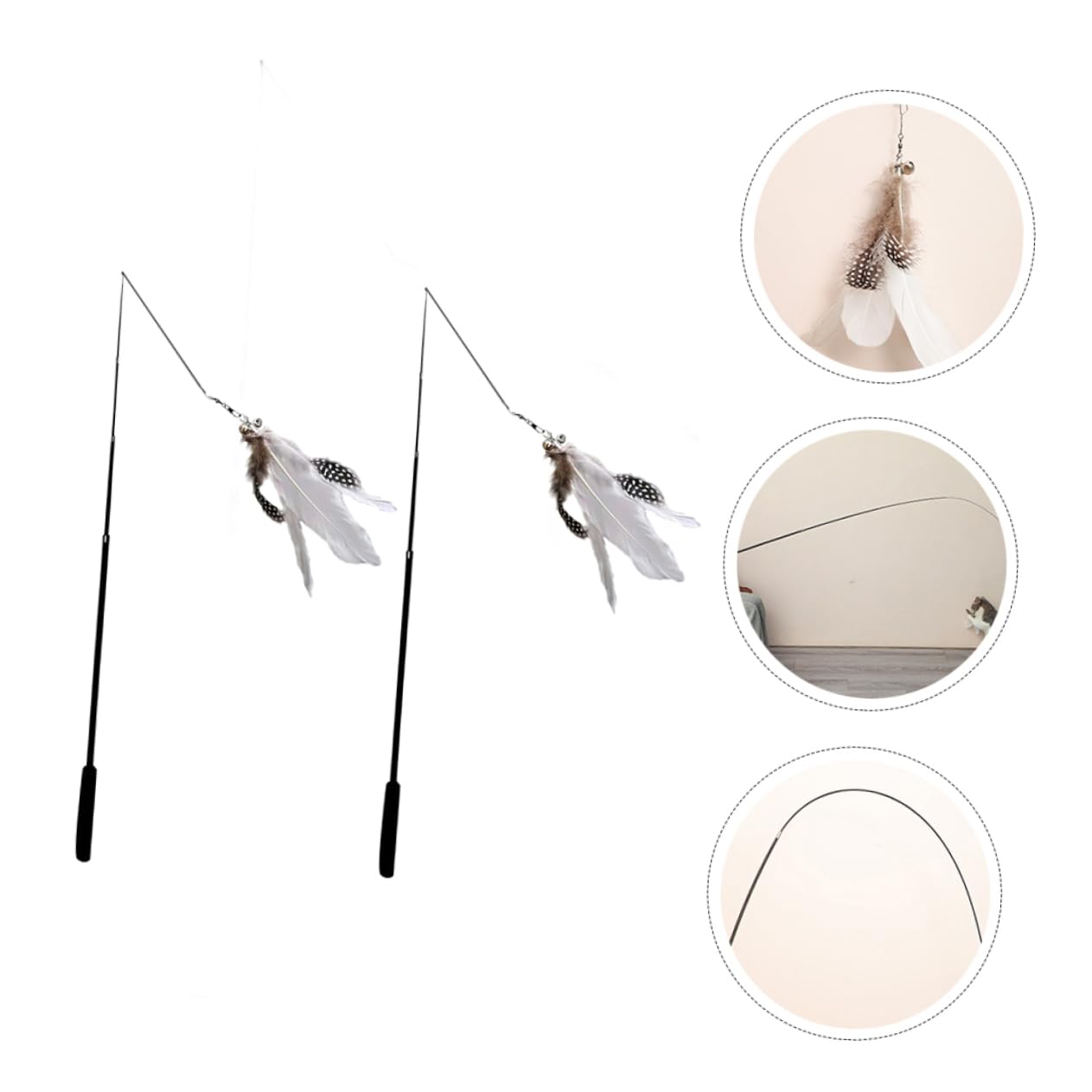 Happyyami 8stücke Katzenangel Mit Teleskopierbarem Spielstab Lange Teaser-Sticks Mit Bunten Federn Für Interaktives Spielen Und Gesunde Bewegung Von Katzen