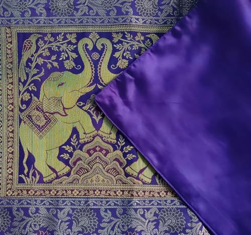 Image of Decorative Handmade Silk Table Runner Golen Brocade Dinning Table & Centre Table Top Decor Rectangular Runners Bed Runners Table Cloth for Wedding (152 X 40 CM ) (Purple)