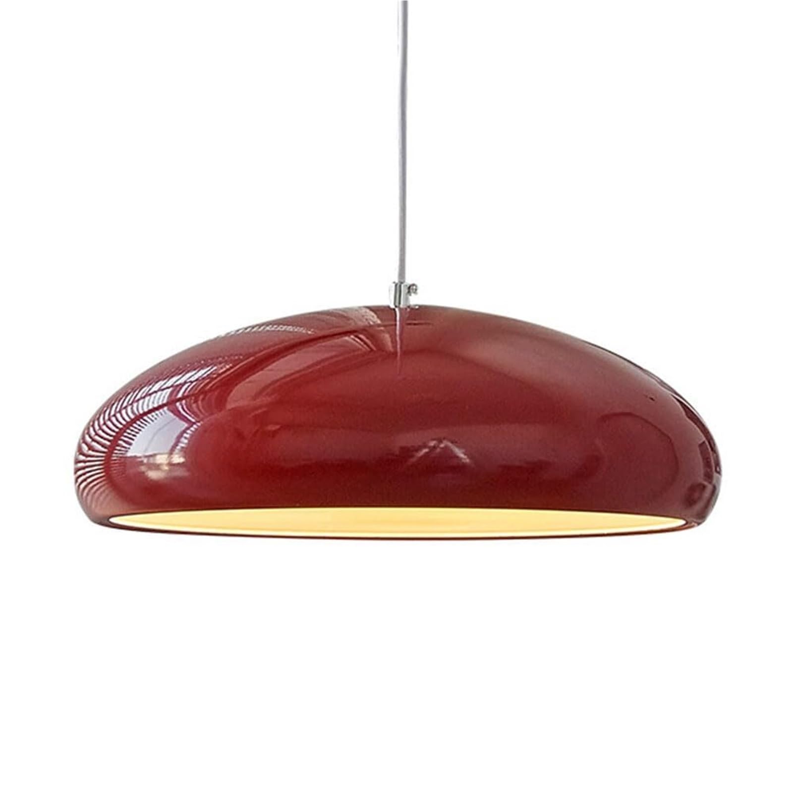 KHUKHU Pendant Light Elegance Orange/Wine Red Vintage Chandelier Creative Bedroom Dining Table Light Fixtures Drum Vivid Color Lampshade Metal Large Hanging Lamp(Red,45cm/17.7in)