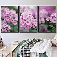 3 Piece Framed Canvas Wall Art Pink Cluster Flowers and Colorful Bouquet Canvas Prints Home Artwork Decoration for Living Room,Bedroom - 16