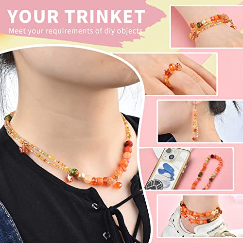 Image of Rired 27 Glass Beads for Bracelet Making Kit, 900pcs Orange Crystal Beads Set, Craft Beads Include Assorted 8mm Round /Bicone /Seed and Shaped Star Beads for Jewelry Making