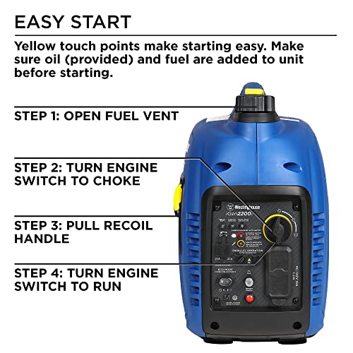 Westinghouse Outdoor Power Equipment 2200 Peak Watt Super Quiet & Lightweight Portable Inverter Generator, Gas Powered, Co Sensor, Parallel Capable, Long Run Time #TOP4