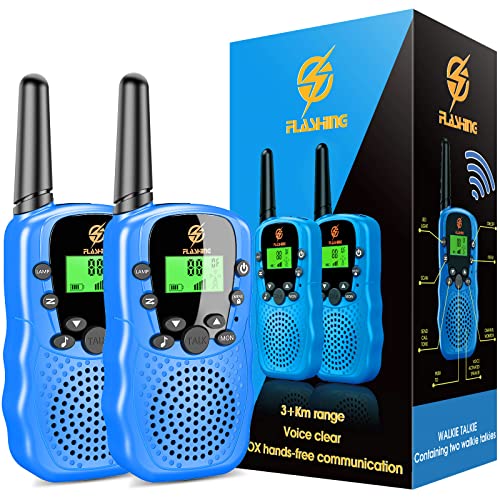 Walkie Talkies for Kids 2 Pack: Long Range Kids Blue Walkie Talkies for Boys 4-12 Two Way Radio Kids Camping Outdoor Toys for Kids Ages 4-12 Birthday Gifts Toys for 3 4 5 6 7 8 9 10 Year Old Boys