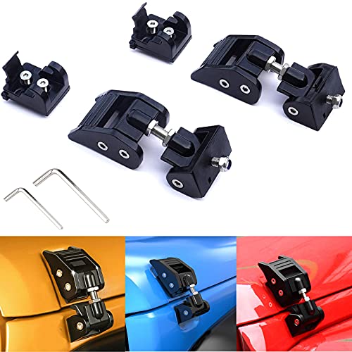 MOCW Black Aluminum Hood Latches Lock Catch Fit for 2007-2018 Jeep Wrangler JK JKU Rubicon Sahara Sport Hood Catch Set, 1 Pair