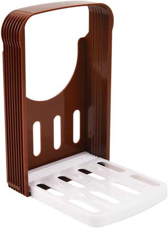 Bread Slicer, Folding Toast Slicer Cutter Adjustable Bread Cutter for Homemade Toast Bagels, Cakes, Can Be Cut in 4 Sizes Slice Thickness（Brown）