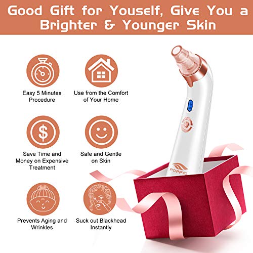Blackhead Remover Pore Vacuum - Electric Blackhead Vacuum Cleaner Blackhead Extractor Tool Device Comedo Removal Suction Beauty Device for Women(Rose Gold)