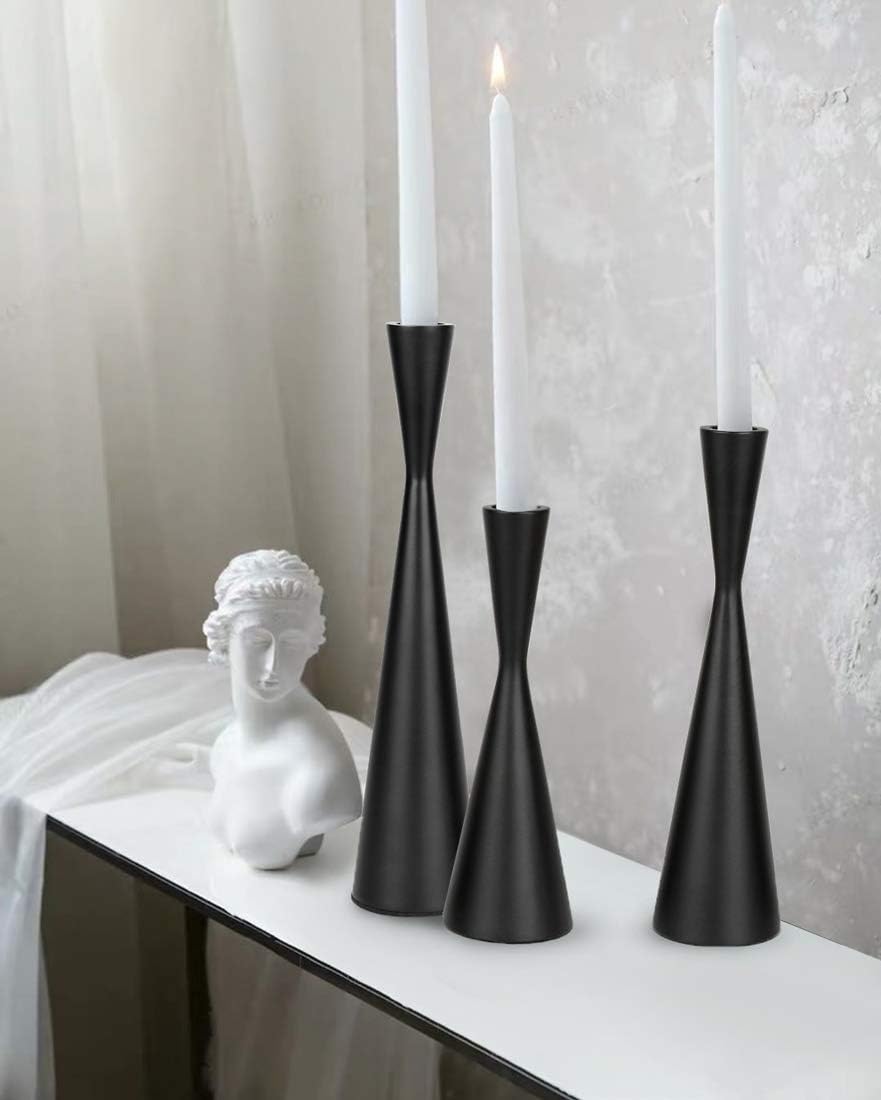 Vixdonos Taper Candlestick Holders Metal Candle Holders Set of 3 Table Decorative Candle Stand for Wedding, Dinning, Party,Home Decor (Matte Black) - Image 5