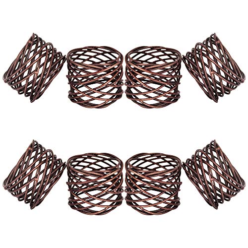 Itos365 Handmade Copper Antique Round Mesh Napkin Rings Holder For Dinning Table Parties Everyday, Set Of 8 #TOP19