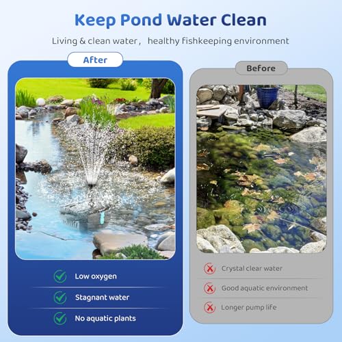 Image of Antfraer 12W Solar Fountain Pump & Pond Filter Kit - Integrated Filtration System with 4 Nozzles, 6.6FT PVC Tubing Pond Filter for Outdoor Ponds, Gardens, Waterfalls, Fountains