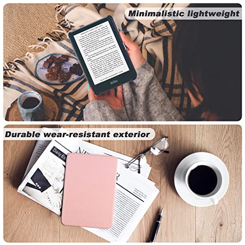 Image of DMLuna Case for Kobo Clara BW (Model N365) / Clara Colour (Model N367) / Clara 2E 6 inch, Ultra Slim Lightweight Folio Premium PU Leather Protective Cover with Auto Sleep /Wake Function, Rose Gold
