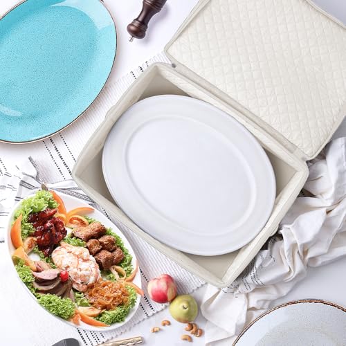 Image of Hearth & Harbor Platter Storage Cases, China Storage Containers, Cream