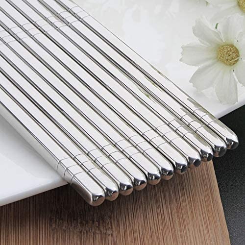 Baguettes, Baguettes Chinoises Chopsticks Reusable 1 Pair of Chopsticks Sushi Food Sticks Non-Slip Stainless Steel Chopsticks Set Reusable Chopsticks Set French Bread,