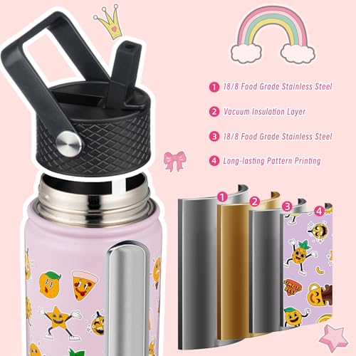 Image of BJPKPK Insulated Water Bottle, 18oz Stainless Steel with Straw Lid