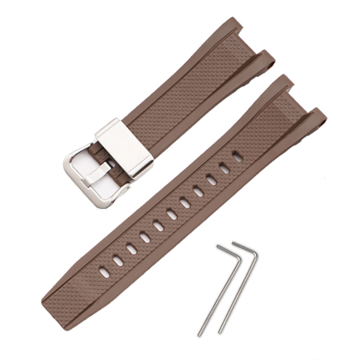 カシオ用 GST-W300 / GST-S300 / GST-W310 / GST-W330 / GST-W100用 バンド 交換バンド ベルト シリコン製 ストラップ 交換用ベルト 柔らかい スポーツ 耐衝撃 防汗 (ブラウン)