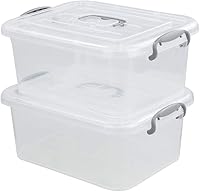 Vista 1 de 2 Packs Storage Bin with Lid, 8 Liter Plastic Box Set