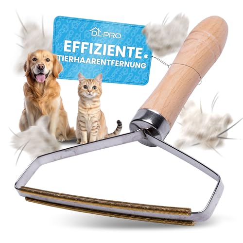 DL-pro Tierhaarentferner - Fusselbürste, Katzenhaarentferner & Hundehaarentferner aus Holz und Kupfer – kompakt, umweltfreundlich, effizient auf Kleidung, Bett, Sofa, Teppich & Autokofferraum