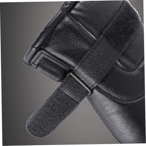 Guantes térmicos eléctricos USB impermeables de cuero negro para esquí y ciclismo 2