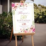 Birthday Welcome Sign, Floral Welcome Personalized Birthday Sign, Pink Roses Birthday Party Decor, Pink Floral Custom Birthday Signs, Welcome To Birthday Celebration Party Sign - Image 3