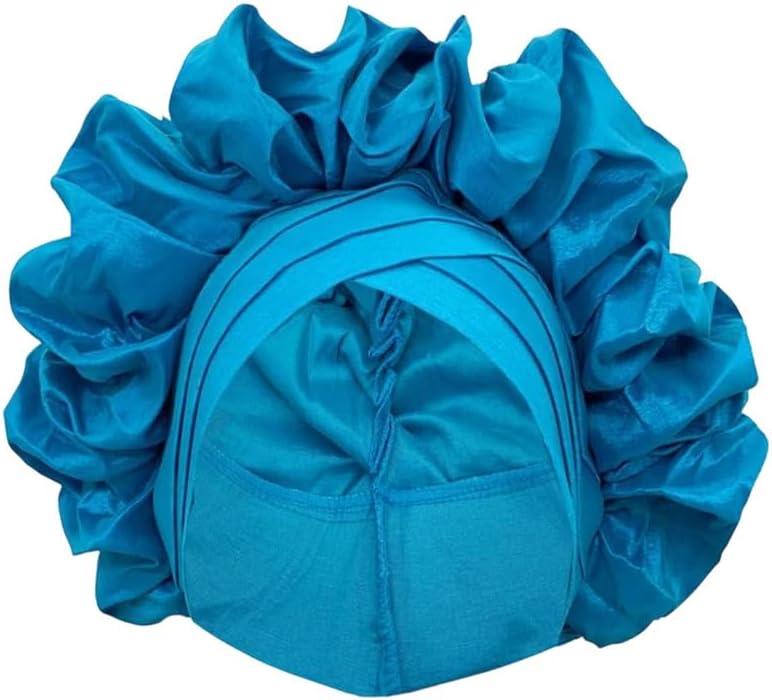 Women Ruffled Turban Cap for African Nigeria Wedding Party Silk Headwrap Lady Headwear