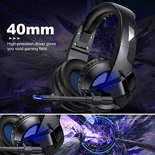 Cuffie, TedGem Headset, Headphones, Suono Surround Stereo Cuffie Gaming, 3.5mm Cuffie PS4, LED Cuffie Gaming PC, Wired Over Ear Headset USB Per PC, Mac, Laptop