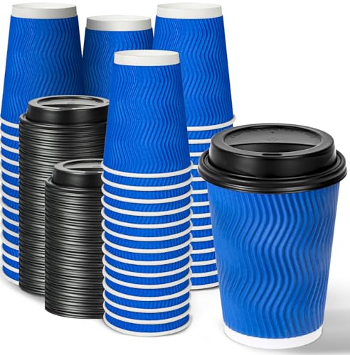 Ginkgo 60 Pack 12 oz Disposable Coffee Cups with Lids