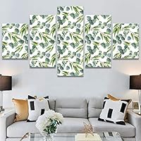 SIGNWIN 5 Panel Canvas Wall Art Modern Art Decorative Elements Fun Illustrations Leaves Multicolor Patterns for Home Decorations Ready to Hang - 60