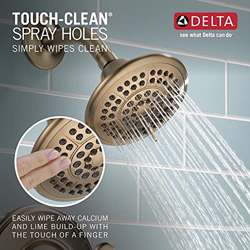 Image of Delta Faucet Linden 14 Series Single-Function Shower Trim Kit with 5-Spray Touch-Clean Shower Head, Champagne Bronze T14294-CZ (Valve Not Included)