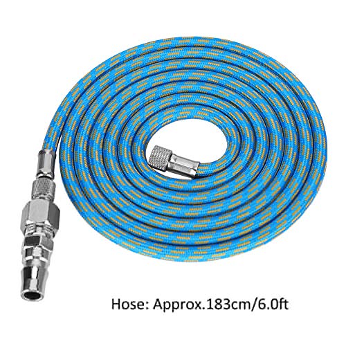Airbrush Hose 6 Foot Nylon Braided Air Hose Standard 1/8" - 1/4" Size with Adapter Fitting on Both Ends, Black/White - Image 2